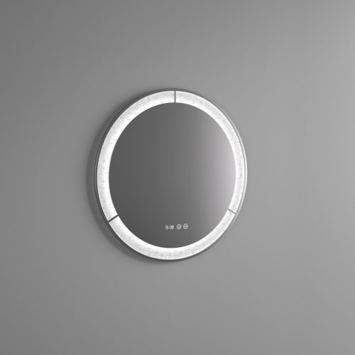 Welland Type-E33 LED tükör - LED tükör - fényerő + színhőfok állítás + páramentesítő + óra - Ø 60 cm