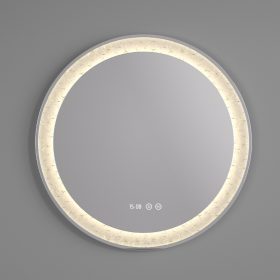 Welland Carrara LED tükör - LED tükör - fényerő + színhőfok állítás + páramentesítő + óra - Ø 60 cm