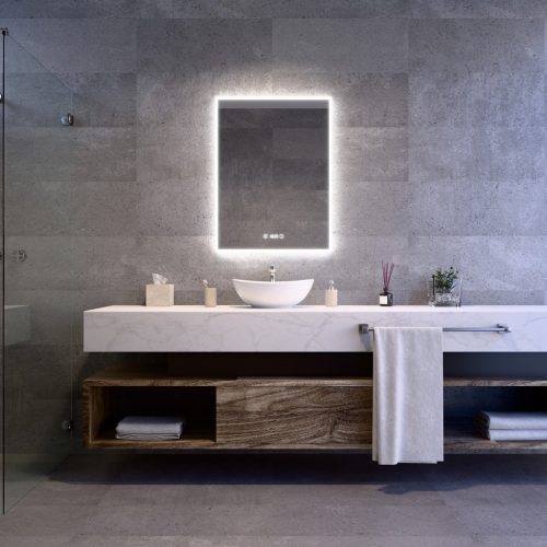 Welland Luxury-Line Sidlux LED tükör - fényerő + színhőfok állítás + páramentesítő + óra - 60 x 80 cm