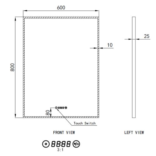 Welland Luxury-Line Sidlux LED tükör - fényerő + színhőfok állítás + páramentesítő + óra - 60 x 80 cm