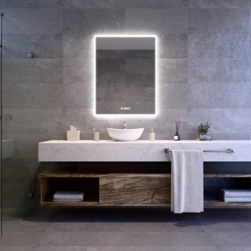 Welland Luxury-Line Sidlux LED tükör - fényerő + színhőfok állítás + páramentesítő + óra - 70 x 90 cm