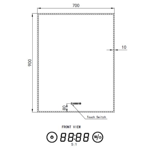 Welland Luxury-Line Sidlux LED tükör - fényerő + színhőfok állítás + páramentesítő + óra - 70 x 90 cm