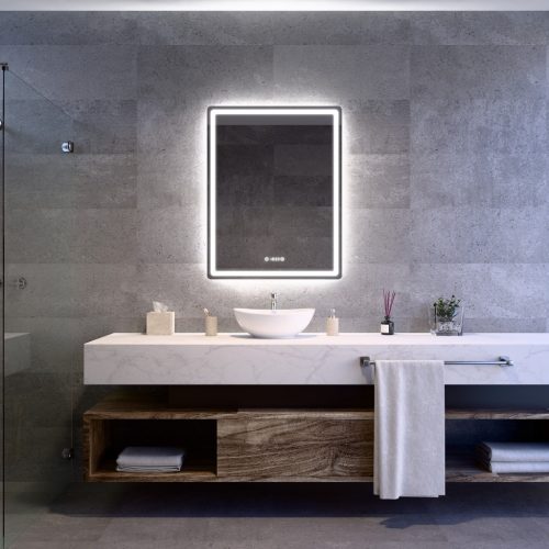 Welland Type-20V LED tükör - fényerő + színhőfok állítás + páramentesítő + óra - 70 x 90 cm