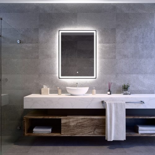 Welland Type-20V LED tükör - fényerő + színhőfok állítás + páramentesítő + óra - 70 x 90 cm