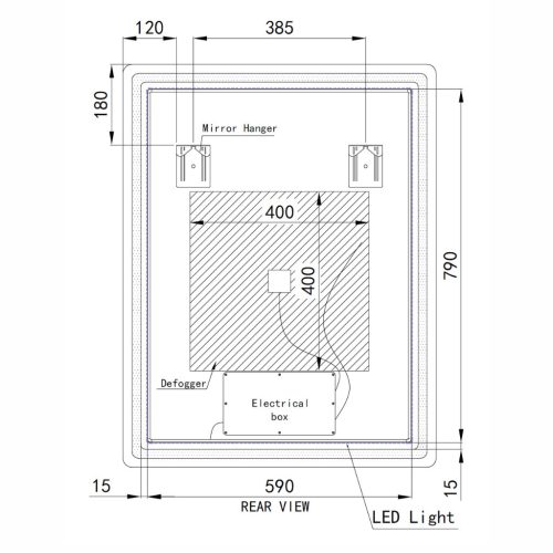 Welland Type-20V LED tükör - fényerő + színhőfok állítás + páramentesítő + óra - 70 x 90 cm