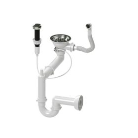 Szifon készlet dugóemelővel (egymedencés mosogatóhoz)