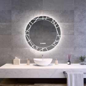   Welland Laser LED tükör - fényerő + színhőfok állítás + páramentesítő + óra - Ø 80 cm