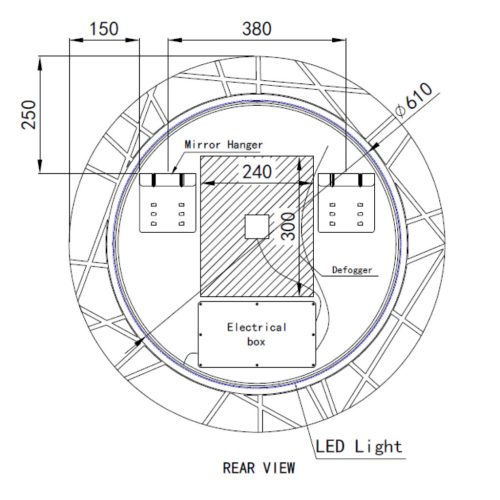 Welland Laser LED tükör - fényerő + színhőfok állítás + páramentesítő + óra - Ø 80 cm