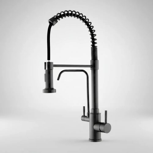 Welland Rialto-Max 3 utas / vízszűrős mosogató csaptelep - kihúzható zuhanyfej (fekete)