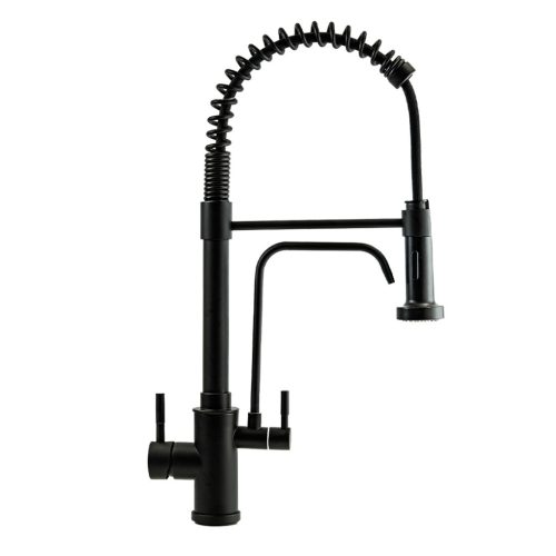 Welland Rialto-Max 3 utas / vízszűrős mosogató csaptelep - kihúzható zuhanyfej (fekete)