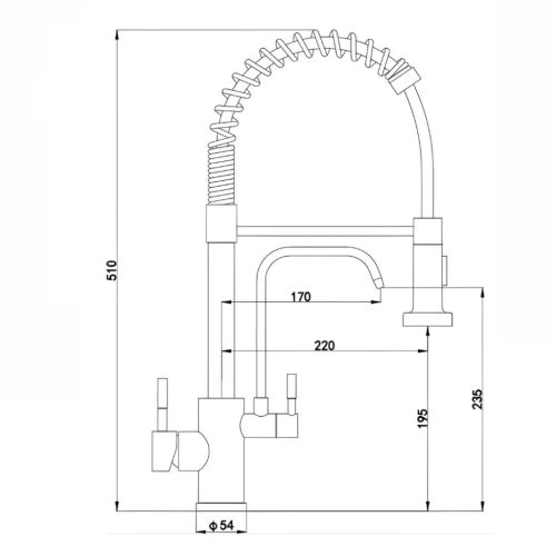 Welland Rialto-Max 3 utas / vízszűrős mosogató csaptelep - kihúzható zuhanyfej (fekete)