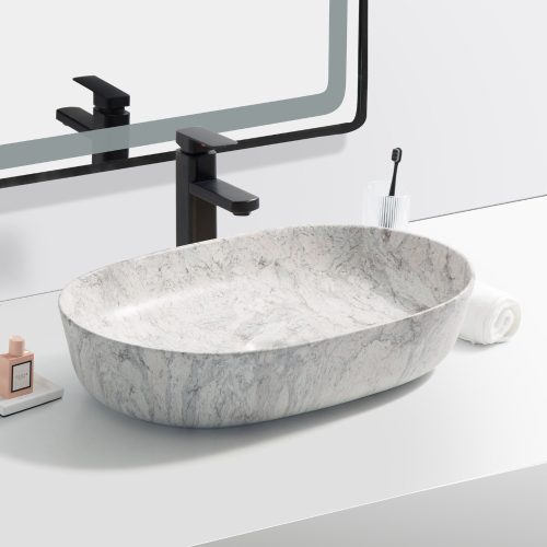 Welland pultra építhető kerámia mosdó - márvány mintás