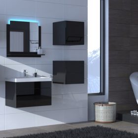   Venezia Alius A21 fürdőszobabútor szett + mosdókagyló + szifon (fényes fekete)