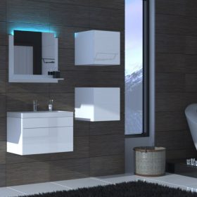   Venezia Alius A21 fürdőszobabútor szett + mosdókagyló + szifon (fényes fehér)