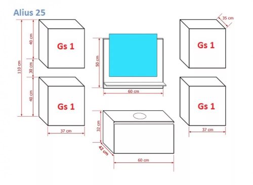 Venezia Alius A21 fürdőszobabútor szett + mosdókagyló + szifon (fényes fehér)