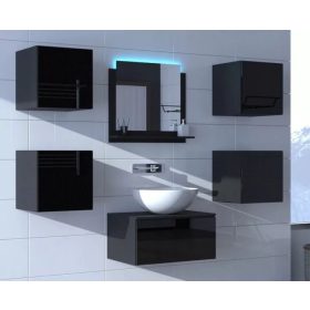   Venezia Alius A25 fürdőszobabútor szett + mosdókagyló (magasfényű fekete)