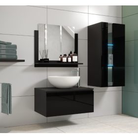   Venezia Alius A34 fürdőszobabútor szett + mosdókagyló + szifon (magasfényű fekete)