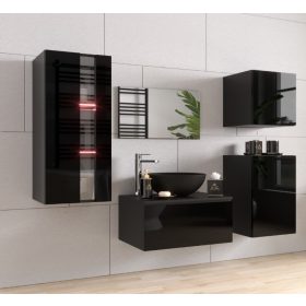   Venezia Alius A35 fürdőszobabútor szett + mosdókagyló + szifon (magasfényű fekete)