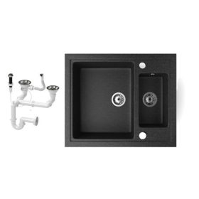 Gránit mosogató NERO Arriva + dugókiemelő (fekete)