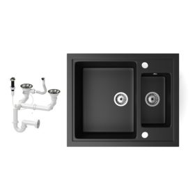 Gránit mosogató NERO Arriva + dugókiemelő (matt fekete)