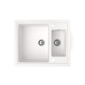 Gránit mosogató Arriva szifon készlet fehér színben