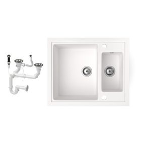 Gránit mosogató NERO Arriva + dugókiemelő (fehér)