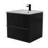 Intenso fiókos fürdőszobabútor mosdókagylóval és faliszekrénnyel - 50 cm (magasfényű fekete)