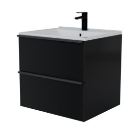 Intenso fiókos fürdőszobabútor mosdókagylóval - 50 cm (magasfényű fekete)