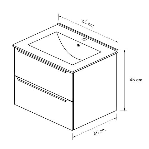 Intenso fiókos fürdőszobai mosdószekrény - 60 cm