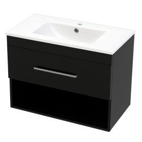 Intenso fiókos fürdőszobai mosdószekrény - 60 cm (magasfényű fekete)