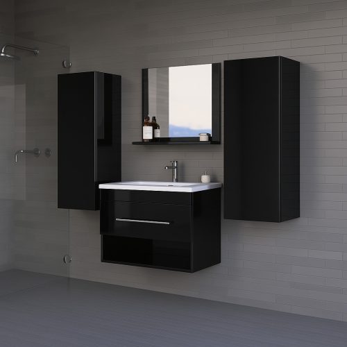 Intenso fiókos fürdőszobai mosdószekrény - 60 cm (magasfényű fekete)