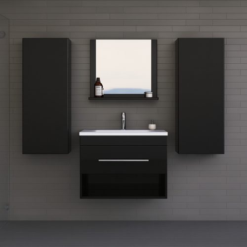 Intenso fiókos fürdőszobai mosdószekrény - 60 cm (magasfényű fekete)