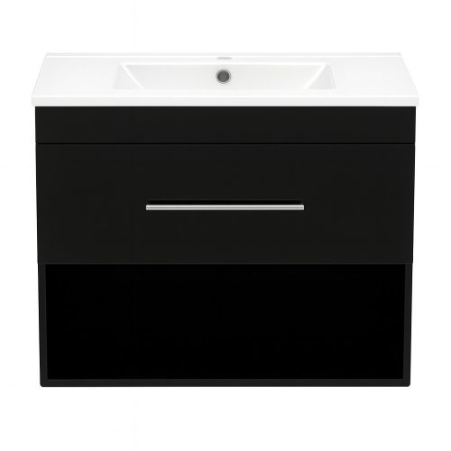 Intenso fiókos fürdőszobai mosdószekrény - 60 cm (magasfényű fekete)