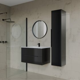   Intenso fiókos fürdőszobabútor szett mosdókagylóval - 80 cm (magasfényű fekete)