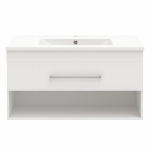 Intenso fiókos fürdőszobabútor mosdókagylóval - 80 cm (magasfényű fehér)