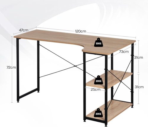 Intenso Compact íróasztal / számítógépasztal polcokkal - 120 cm