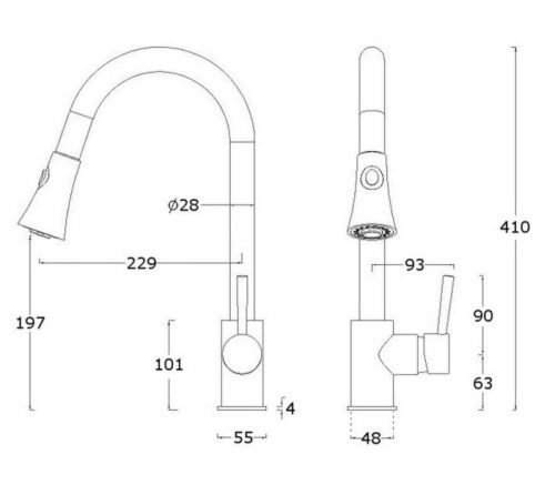 Granit-Mosogato-NERO-Grande-Snake-csaptelep--adagolo-feher