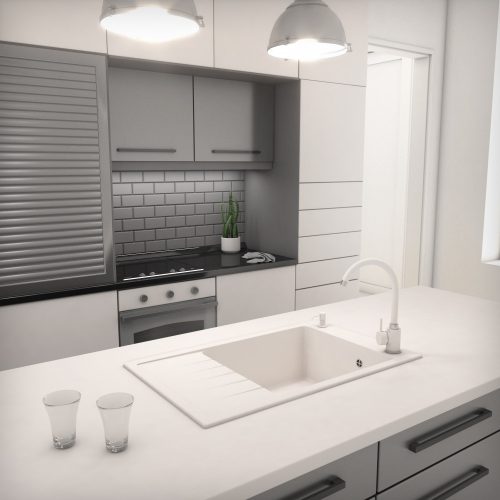 Gránit mosogató NERO Grande + szifon (fehér)