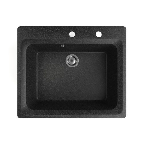 Gránit mosogató NERO Italia + Steel csaptelep + adagoló (fekete)