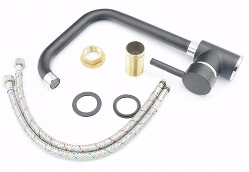 Gránit mosogató NERO Italia + Steel csaptelep + adagoló (fekete)