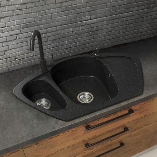 Gránit mosogató NERO Compact + szifon (fekete)