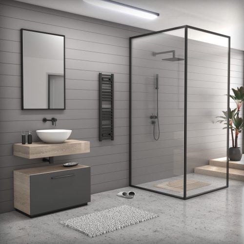 törölközőszárító radiátor 30 x 110 cm (Fekete)