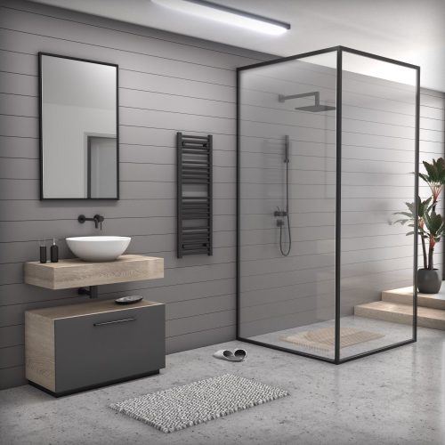 törölközőszárító radiátor 40 x 110 cm (Fekete)