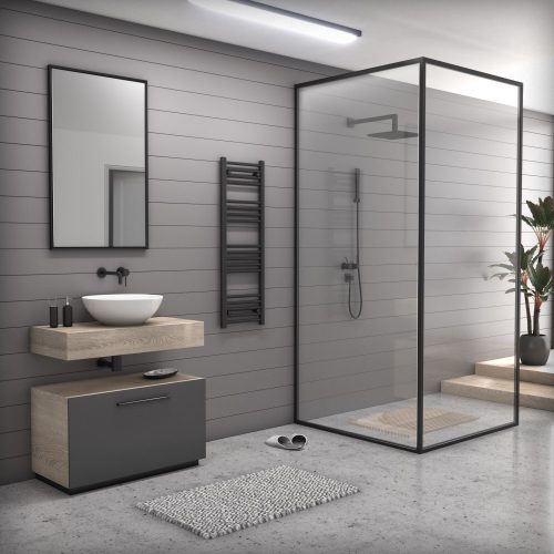 törölközőszárító radiátor 40 x 120 cm (Fekete)