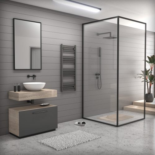 Szürke törölközőszárító radiátor 50 x 120 cm