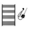 Törölközőszárító radiátor elektromos fútőpatronnal 75 x 120 cm - Nero Italia 400W (fekete)