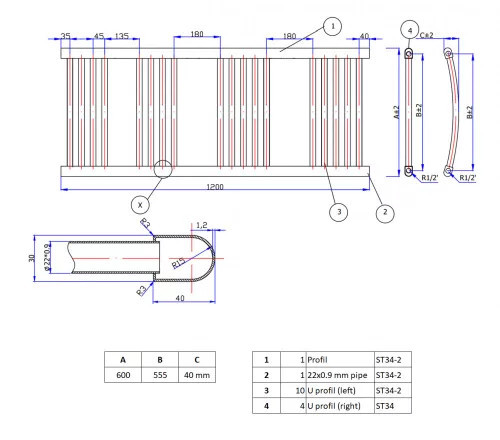 Törölközőszárító radiátor elektromos fútőpatronnal 75 x 120 cm - Nero Italia 400W (fekete)