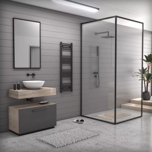 Törölközőszárító radiátor elektromos fűtőpatronnal 40 x 130 cm - Nero Italia AF-14-400W (fekete)