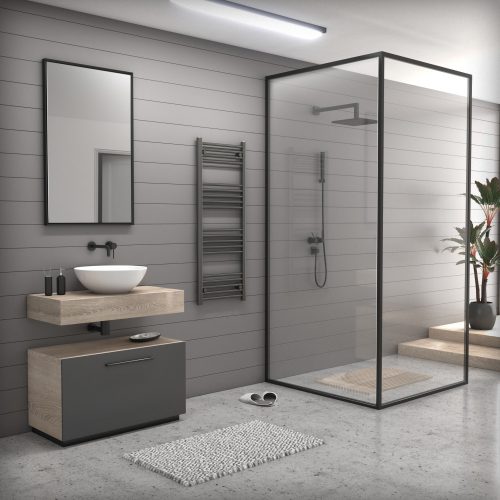 Törölközőszárító radiátor 50 x 130 cm - NERO Italia - szürke