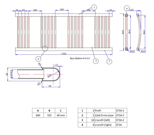 Törölközőszárító radiátor 60 x 130 cm - Nero Italia (fehér)